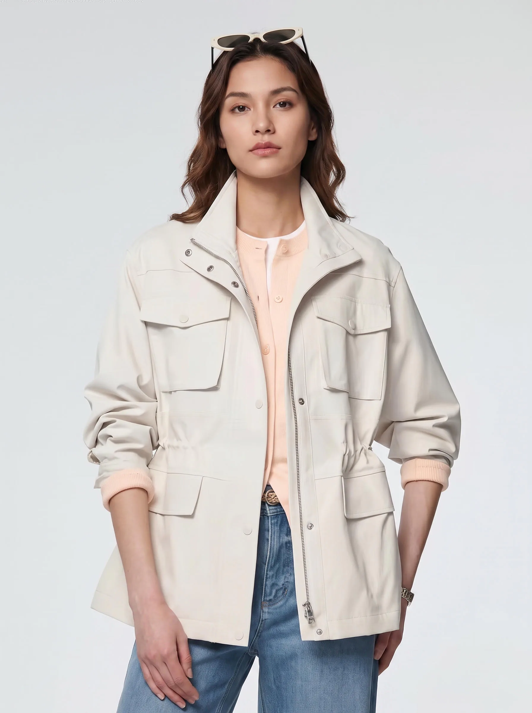 Cream Utility Overshirt Jacket