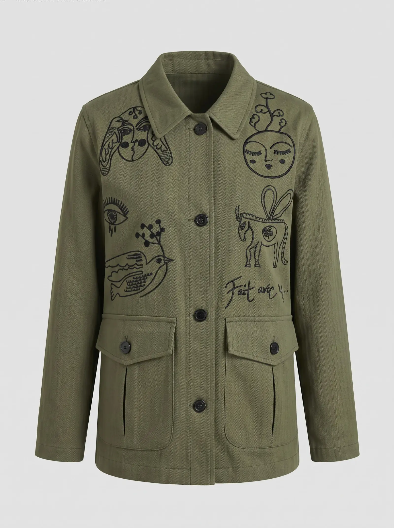 Olive Graphic Utility Jacket