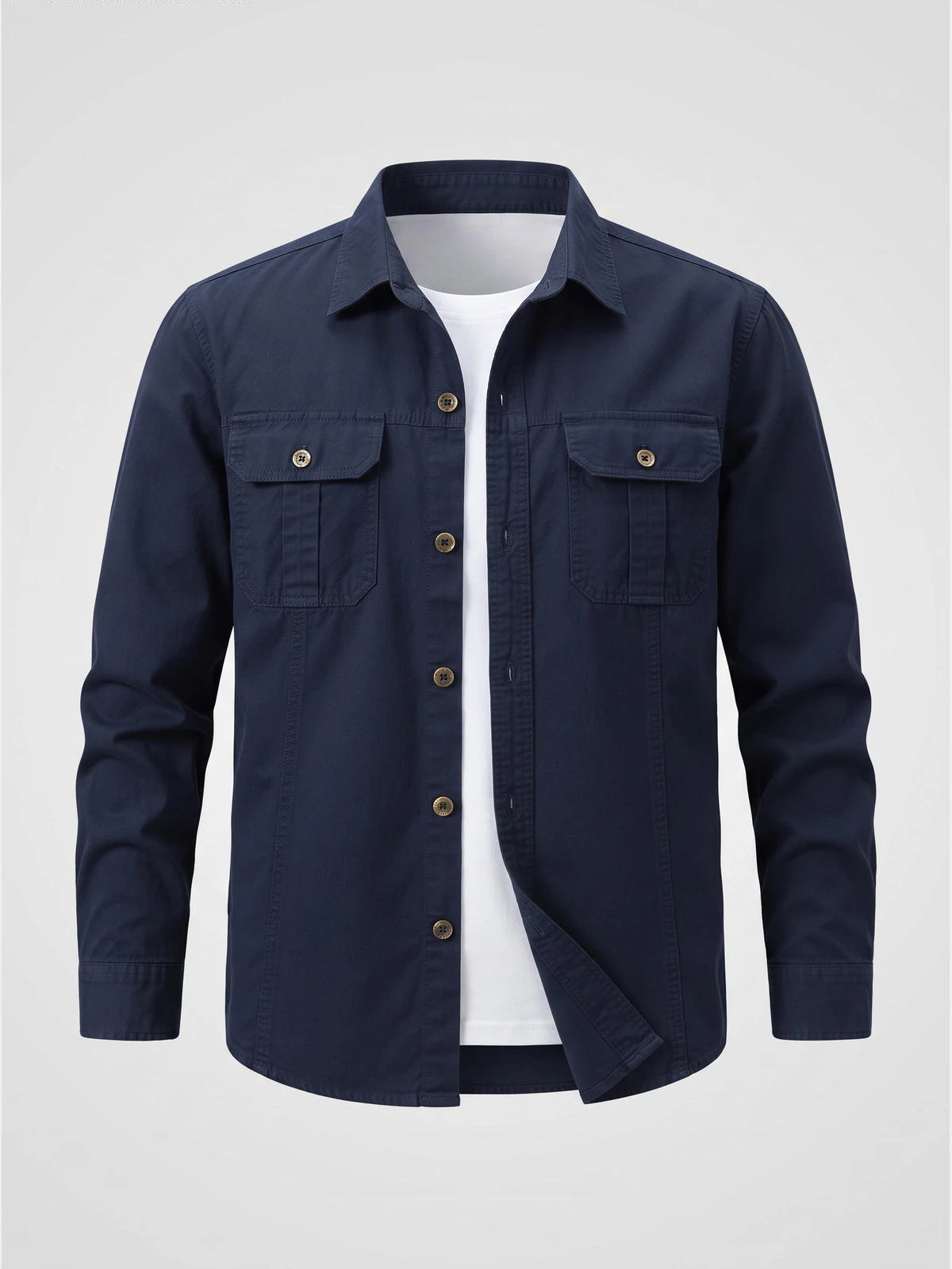 Men's Navy Cotton Utility Overshirt