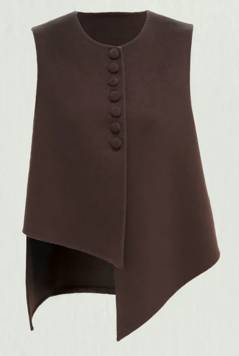 Asymmetric Double-Faced Wool Vest