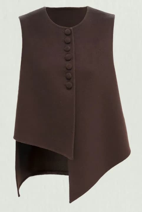 Asymmetric Double-Faced Wool Vest