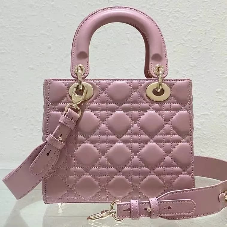 Diamond-Quilted Sheepskin Leather Top-Handle Bag