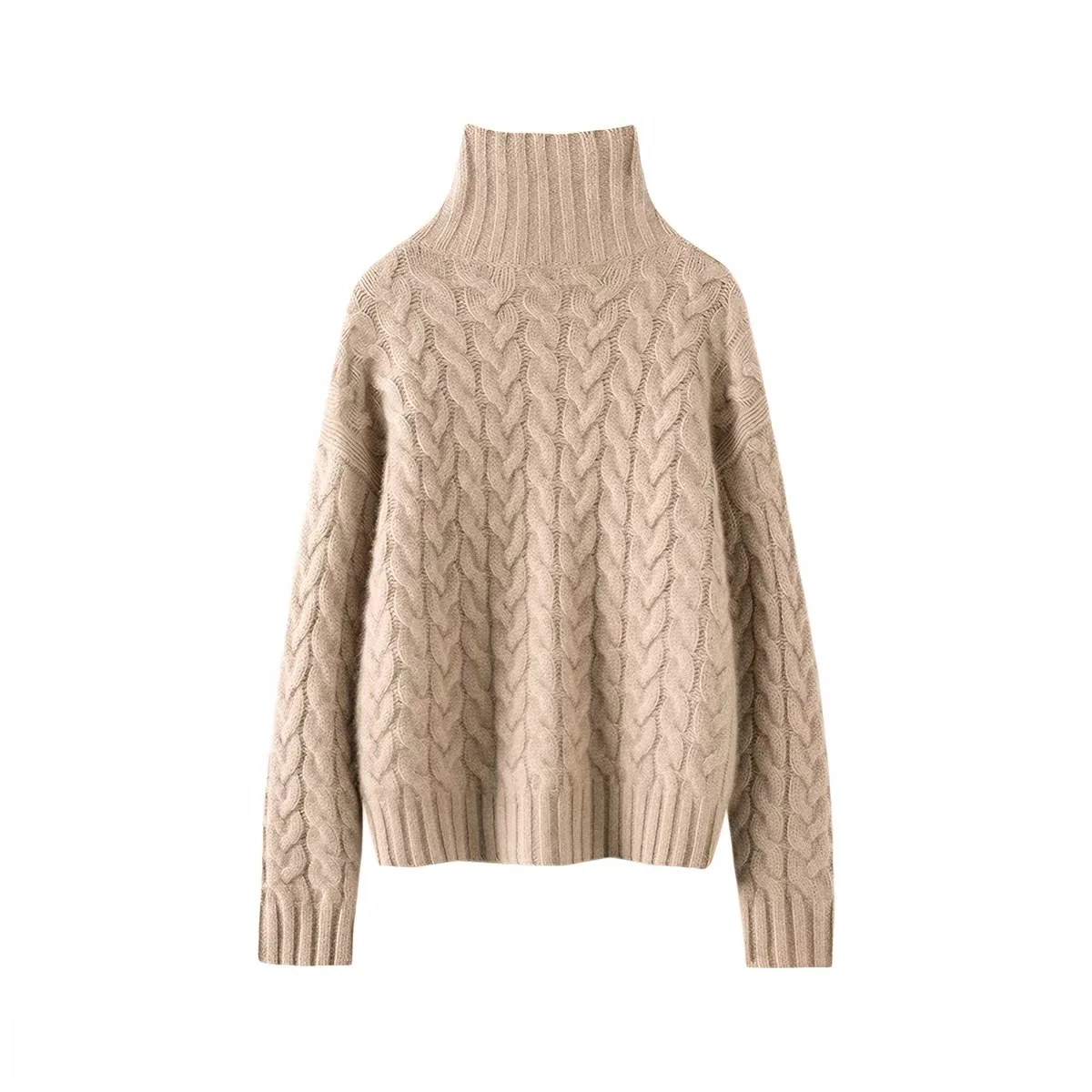 Cable-Knit Turtleneck Sweater