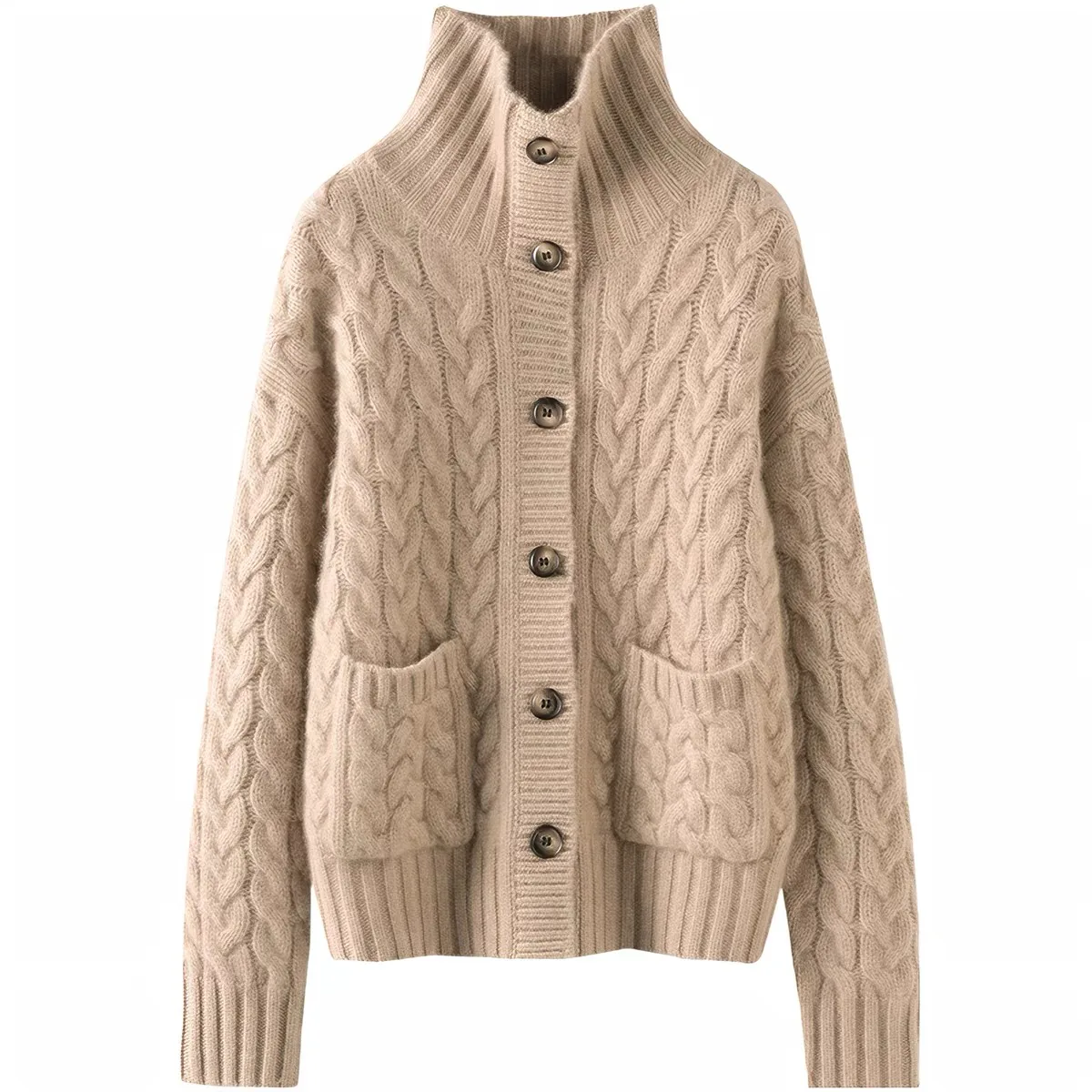Cable-Knit Button Cardigan