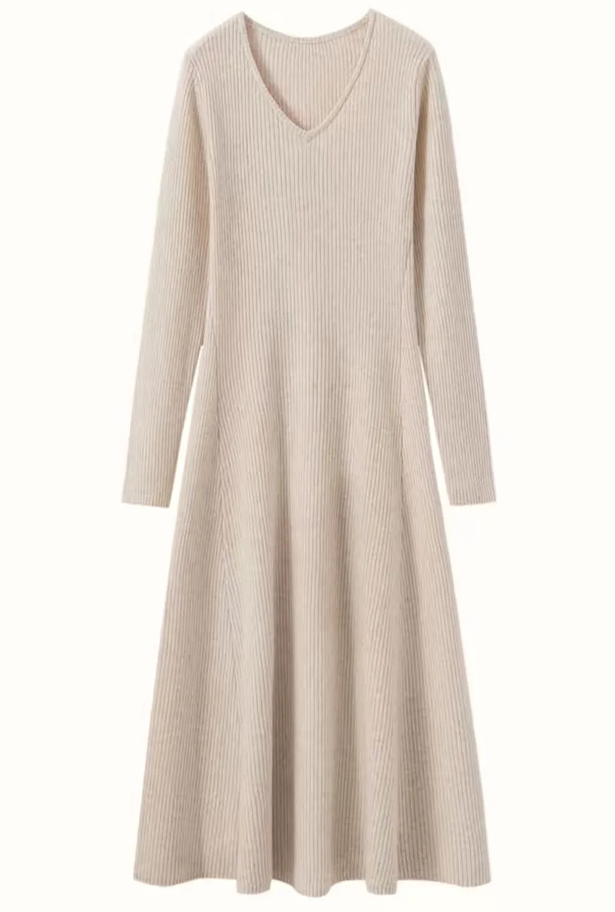 Rib-Knit Wool Cashmere Dress