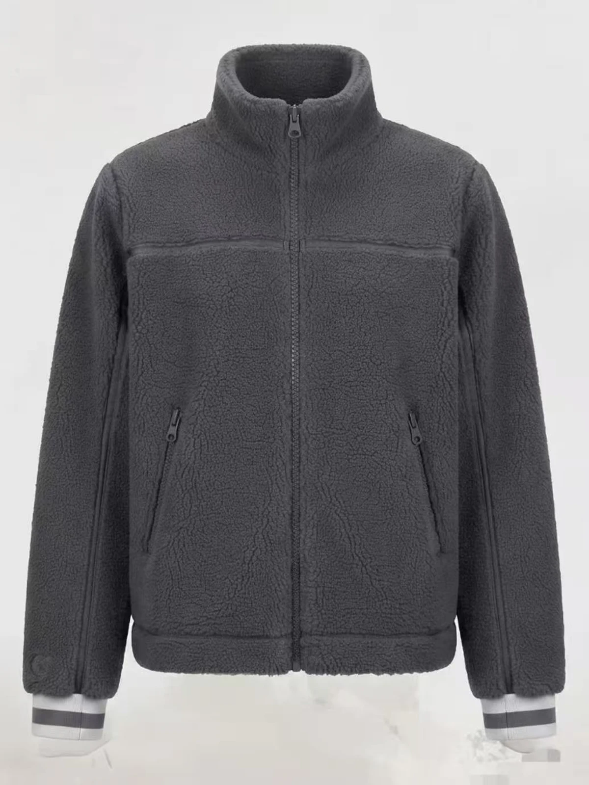 Tonal-Trim Teddy Fleece Jacket