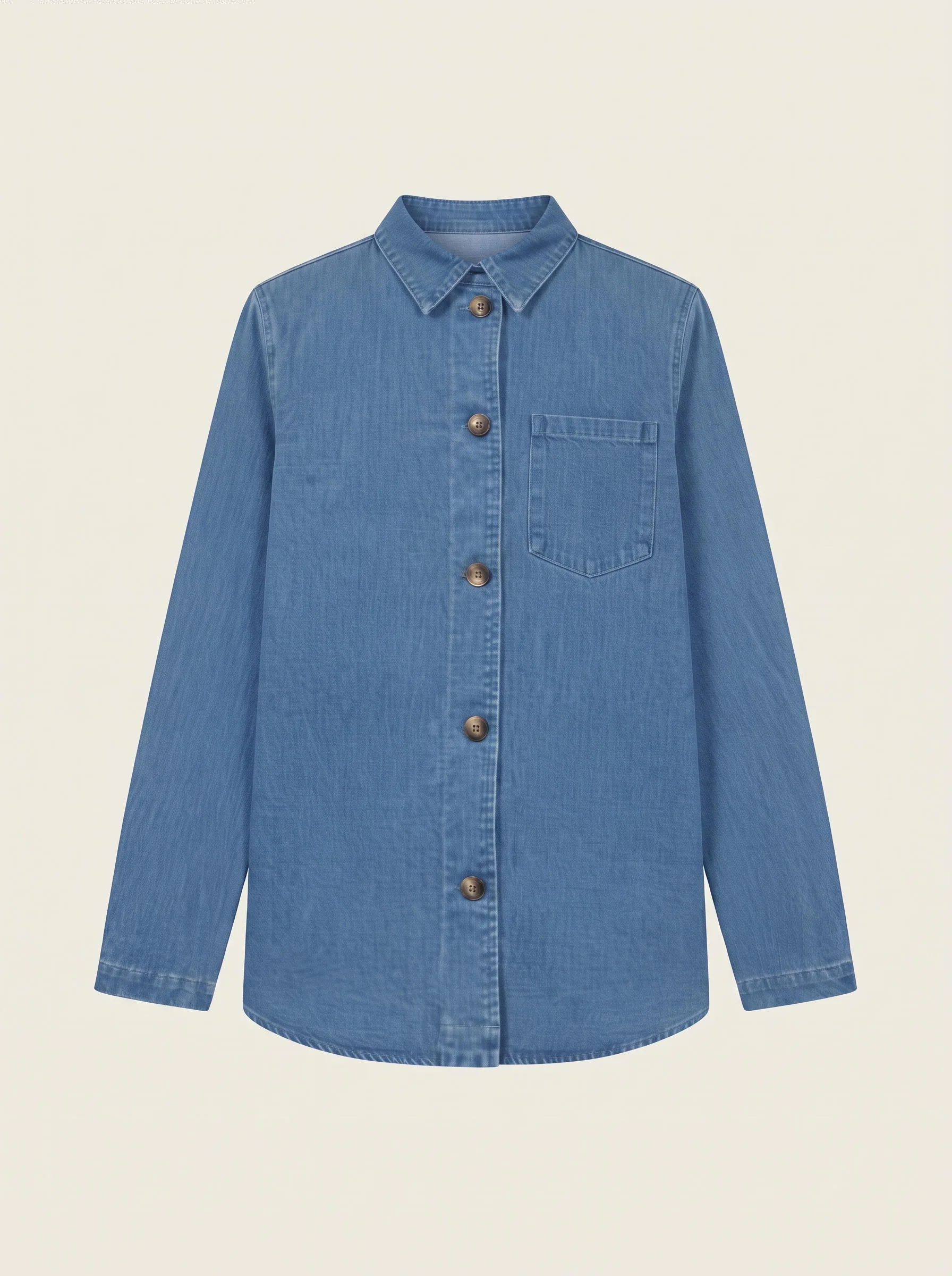 Clean Button-Front Denim Shirt