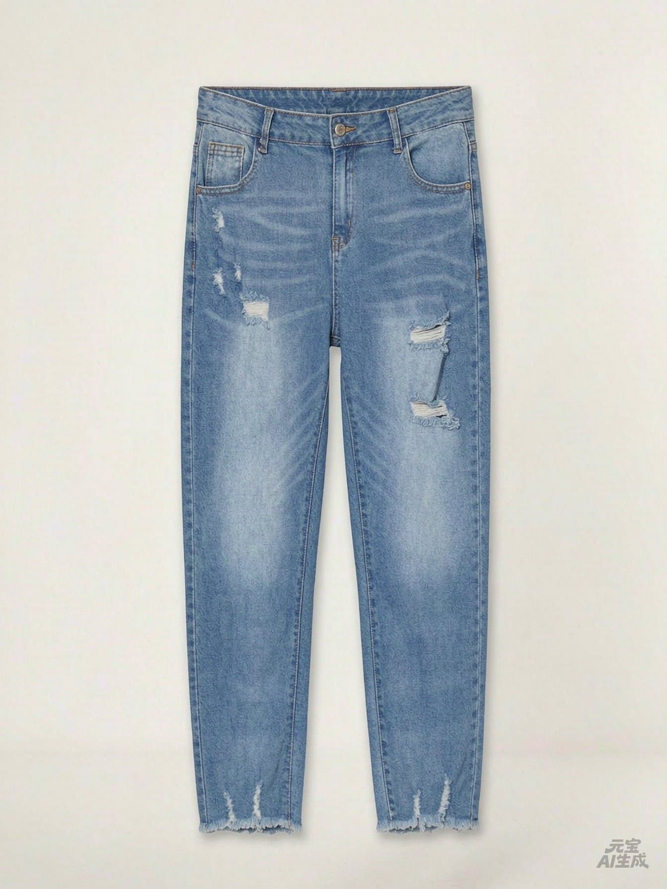 Light-Wash Distressed Skinny Jeans