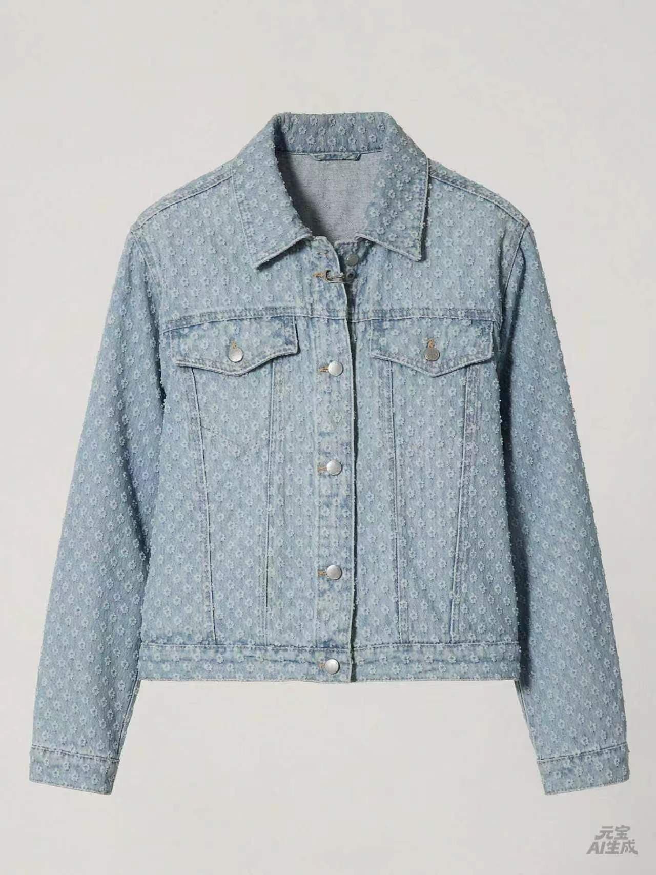 Light-Wash Floral Print Denim Jacket