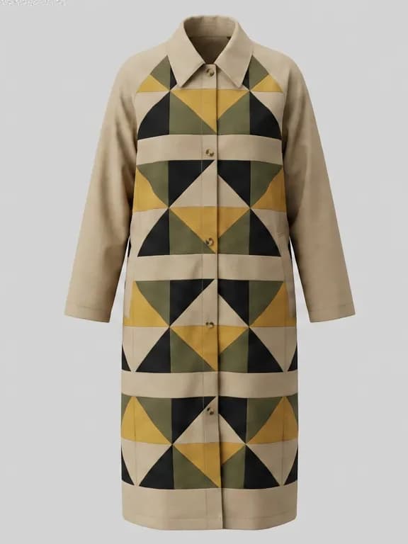 Geometric Patchwork Transitional Coat