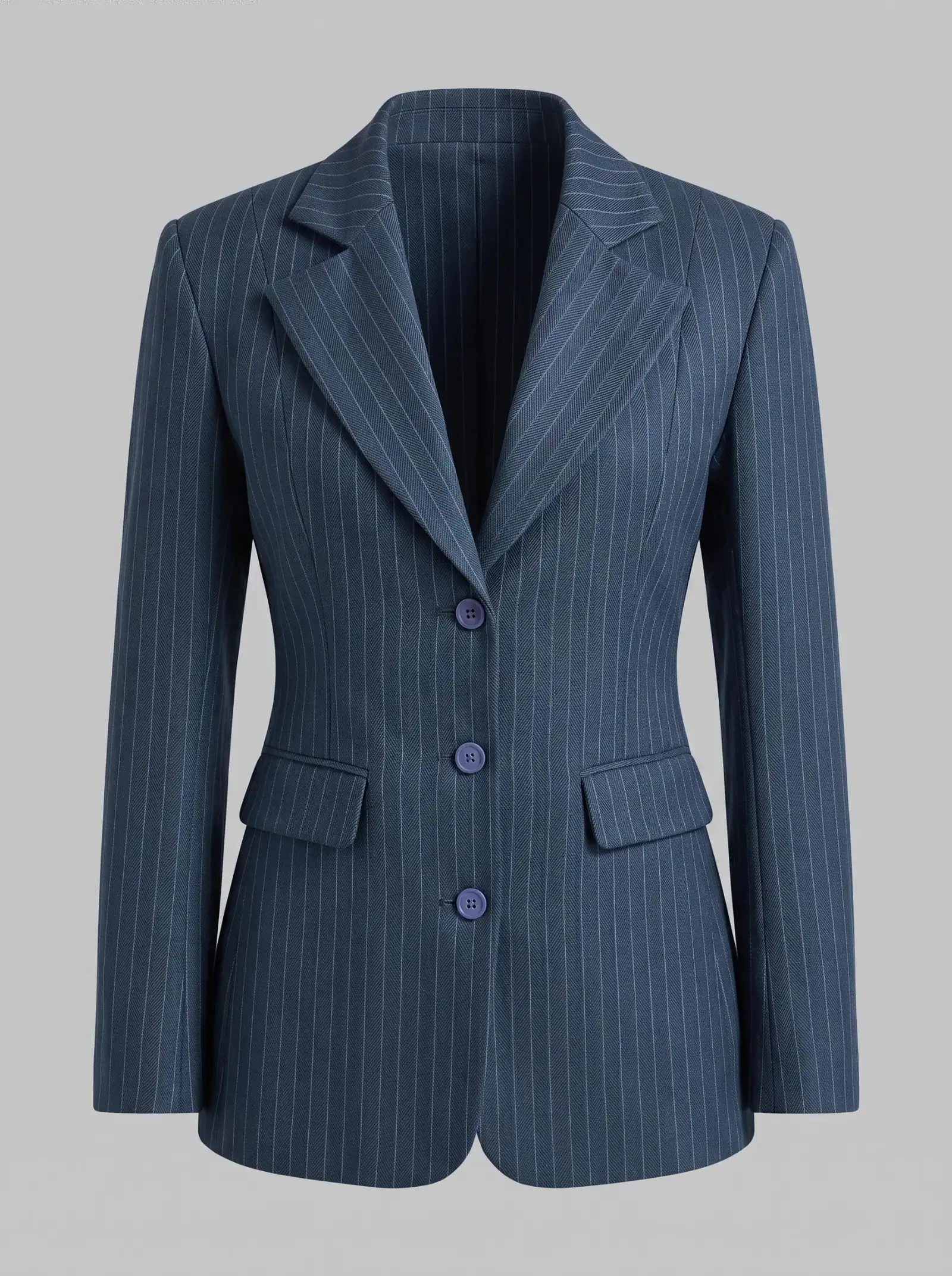 Navy Pinstripe Worsted-Wool Blazer