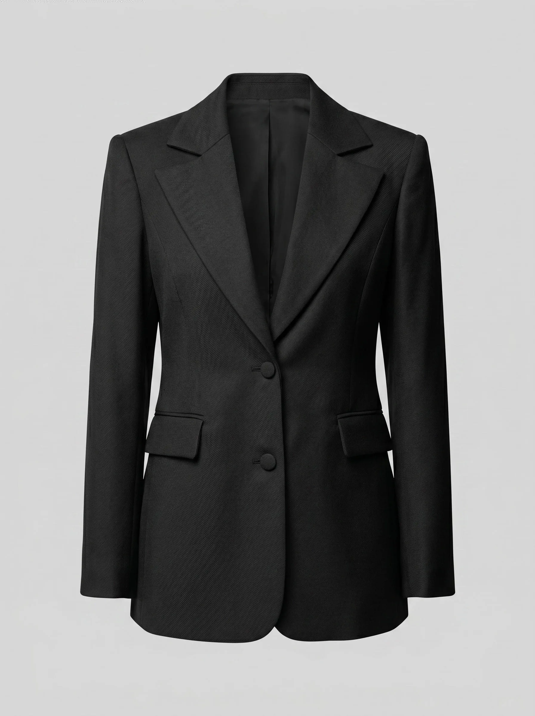 Black Wool-Twill Tailored Blazer
