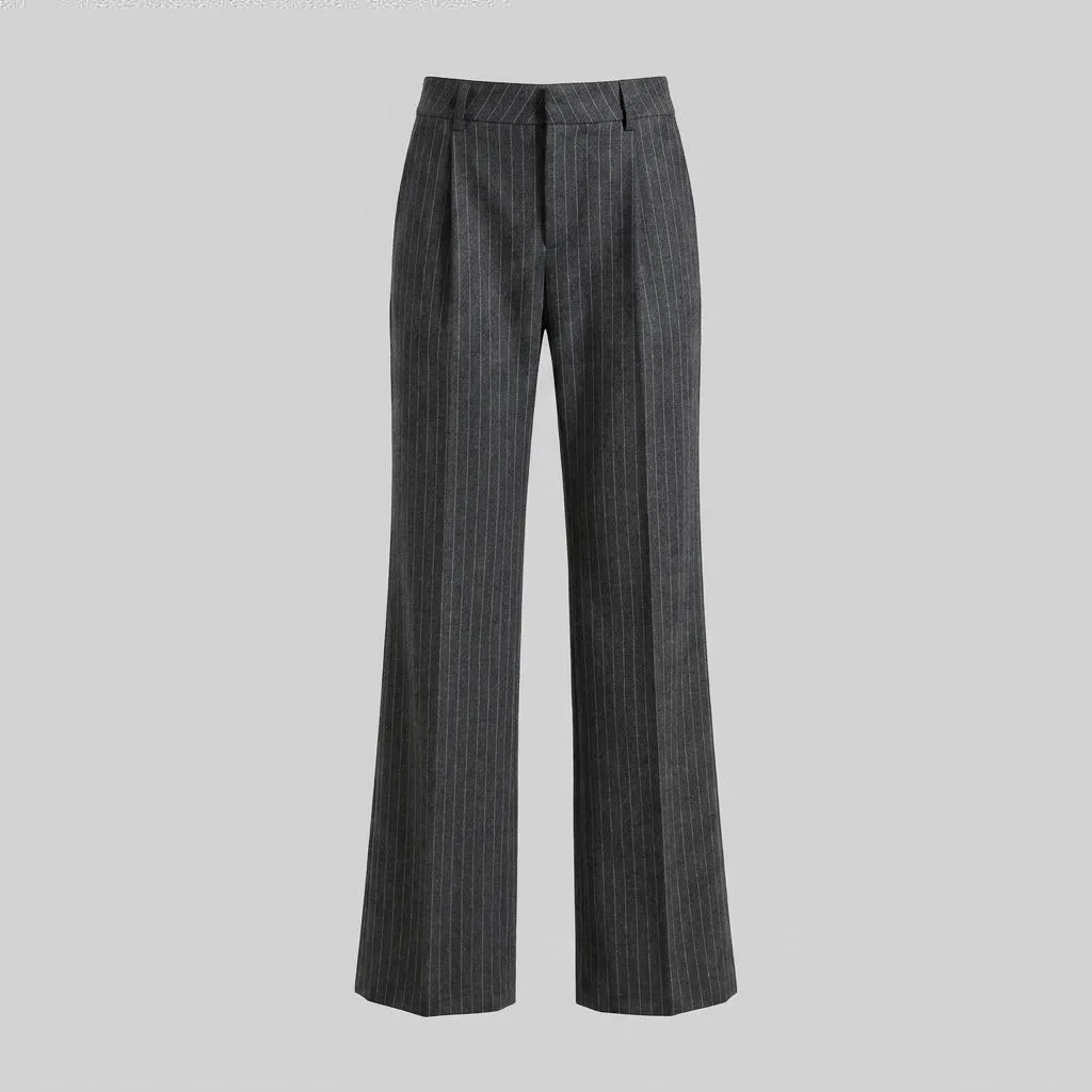 Pinstripe Wool Wide-Leg Trousers