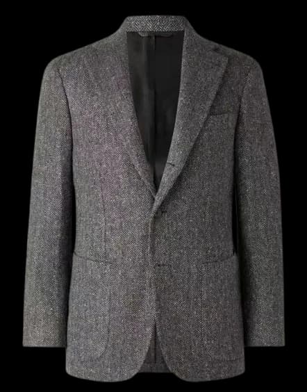 Grey Herringbone Wool Blazer