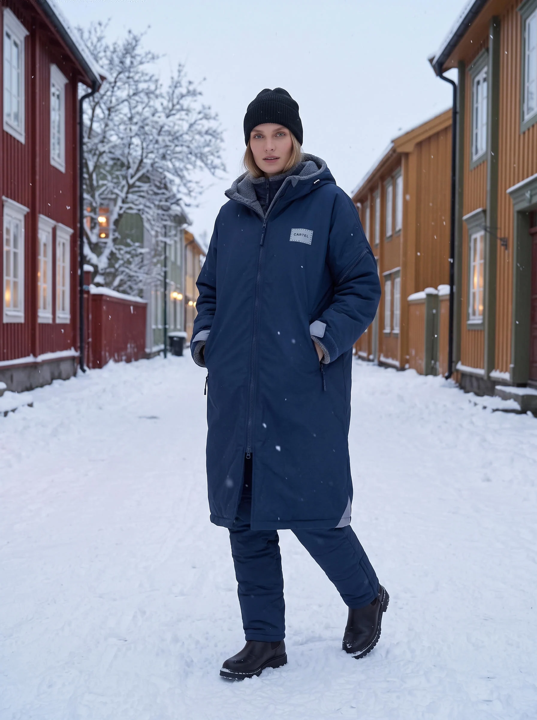 Technical winter parka designed for cold weather