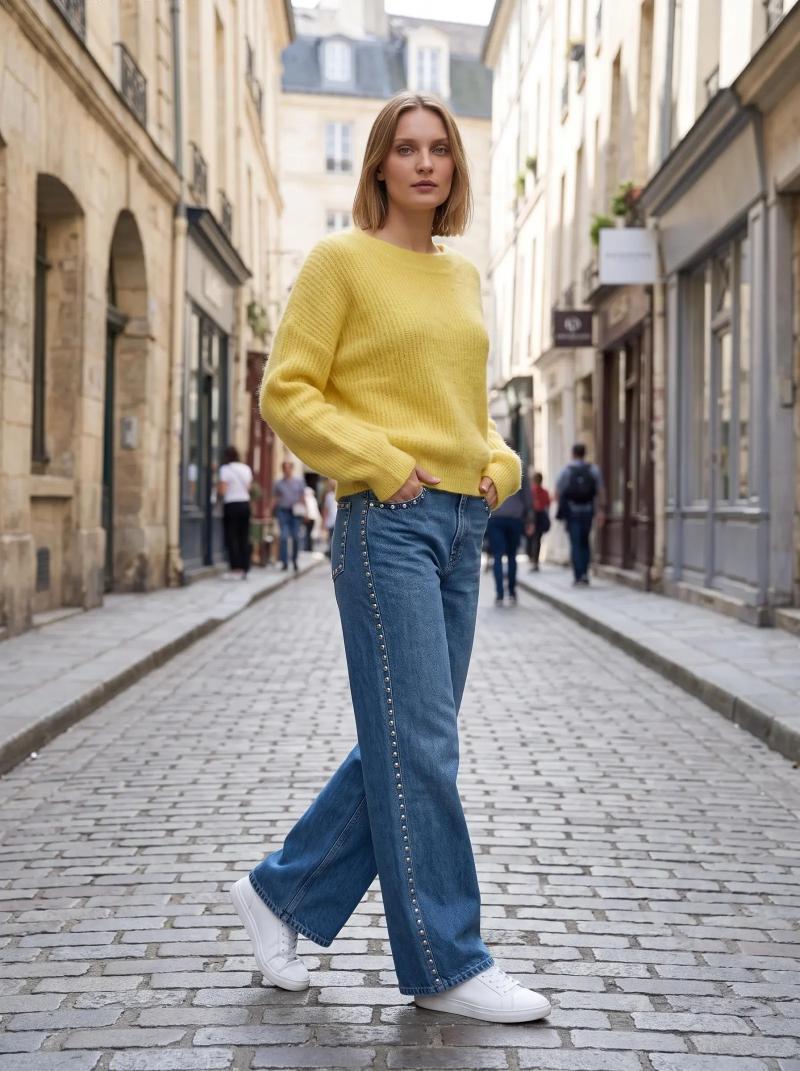 Knitwear and premium denim styling